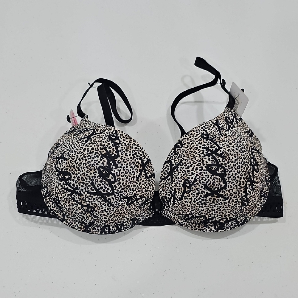 NWT XOXO Leopard Print Black Push-up Bra Size 34C